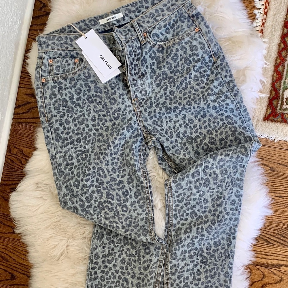 GRLFRND Gray Karolina Wildcat Cheetah Print High Rise Waist Skinny Jeans, 27 NWT - Picture 7 of 14